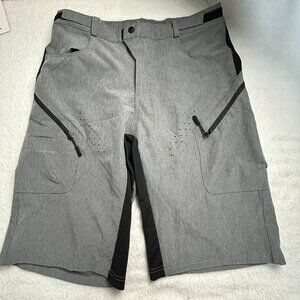 Priessei Men's Colorblock Mid Rise Outdoor Activewear Biking Shorts Gray XL